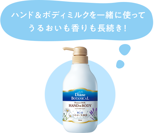 ハンド&ボディミルクを一緒に使ってうるおいも香りも長続き！