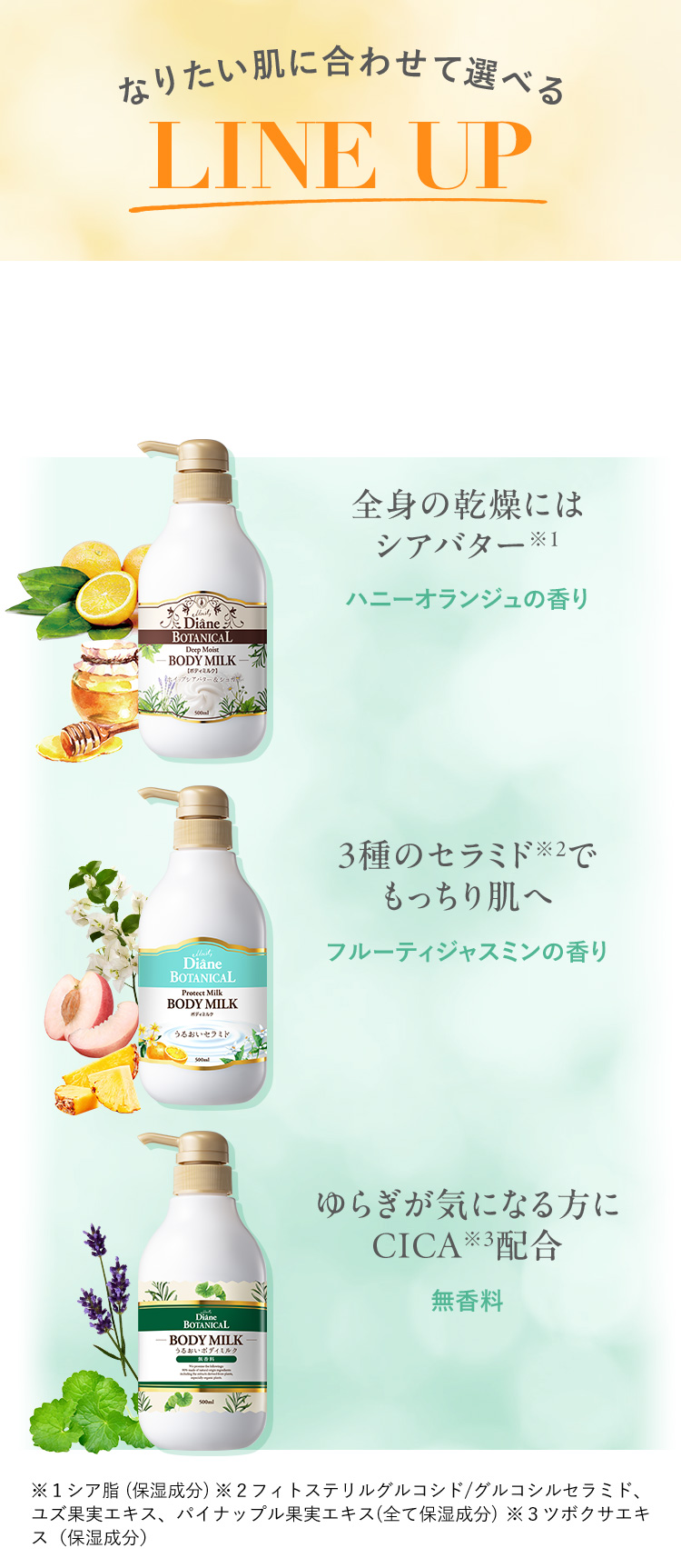 なりたい肌に合わせて選べるLINE UP